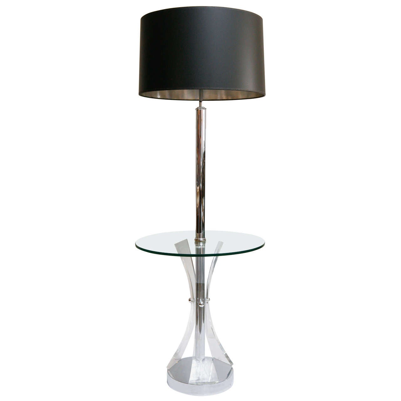 American MidCentury Modern Chrome And Lucite Column Floor Lamp at 1stDibs