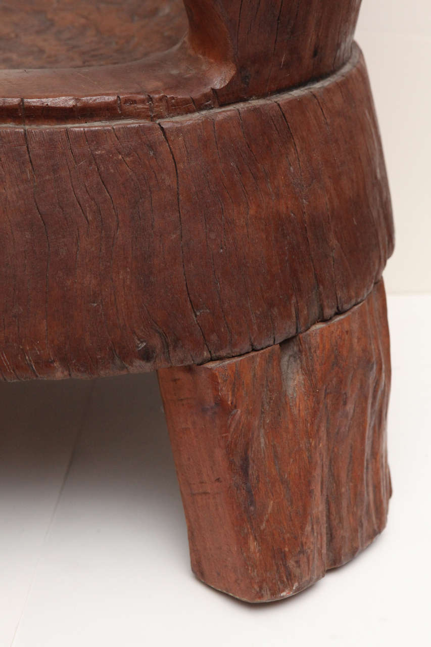 Pair of Hand Carved, Sculptural African Meditation Tree Stumps Chairs