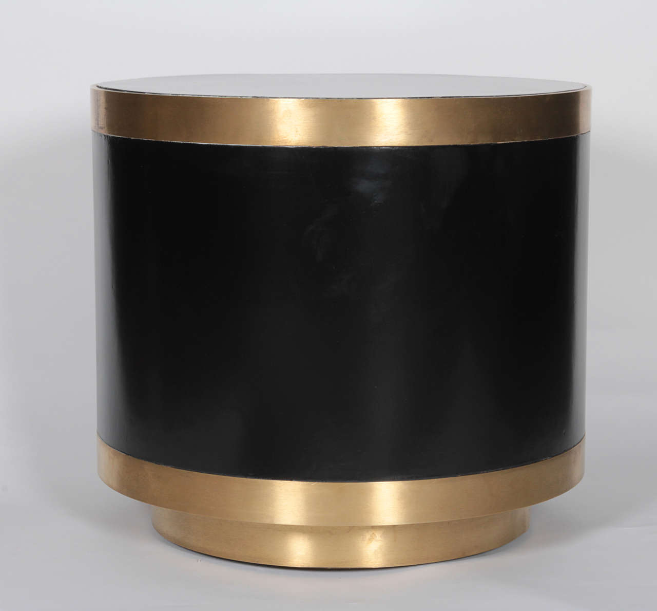 Ebony and Brass Drum Occasional Table at 1stdibs