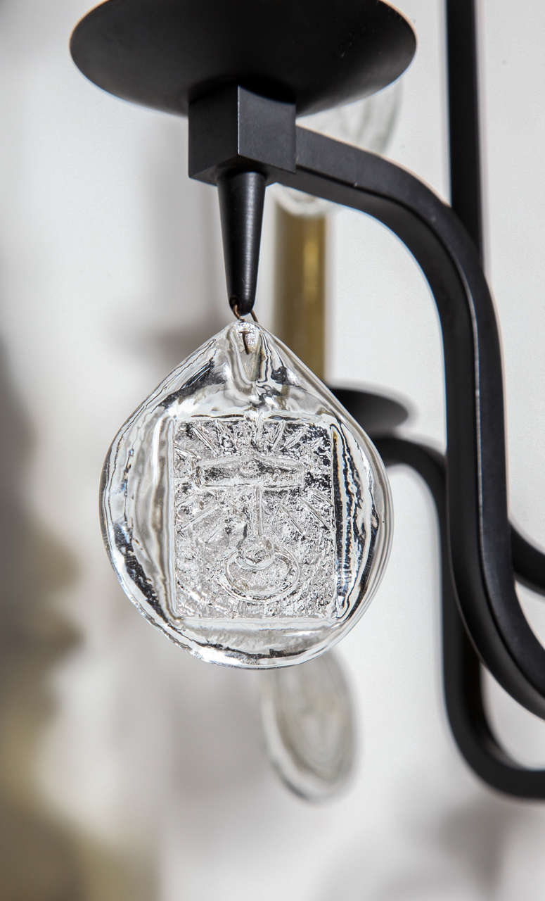 Erik Hoglund EightArm Black Iron and Glass Candelabra Floor Lamp For