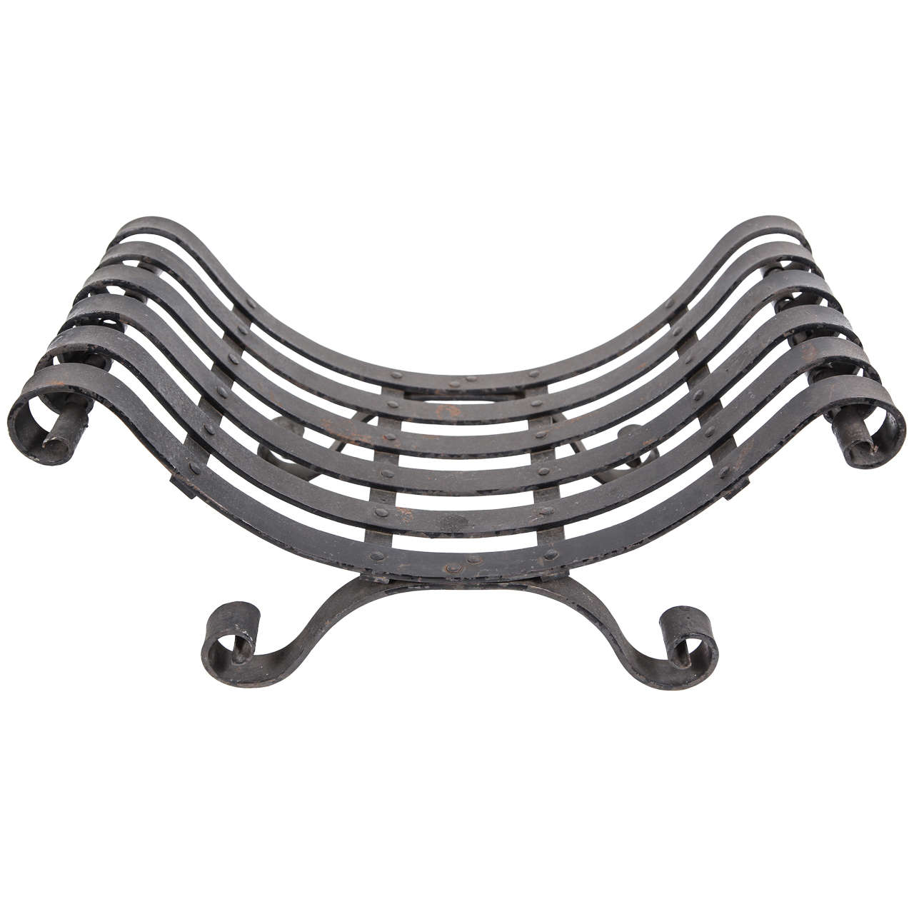 Wrought Iron Curved Log Holder For Sale at 1stDibs