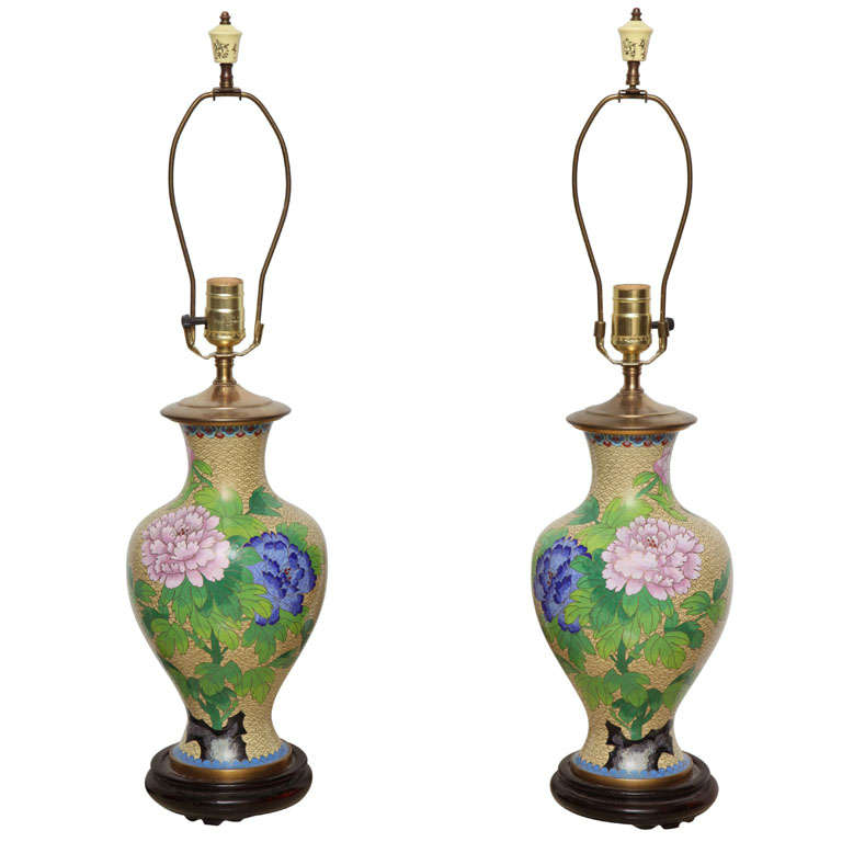 Pair Of Cloisonne Lamps For Sale at 1stDibs