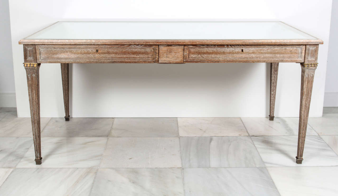 Limed Oak Desk by Maison Jansen For Sale at 1stDibs