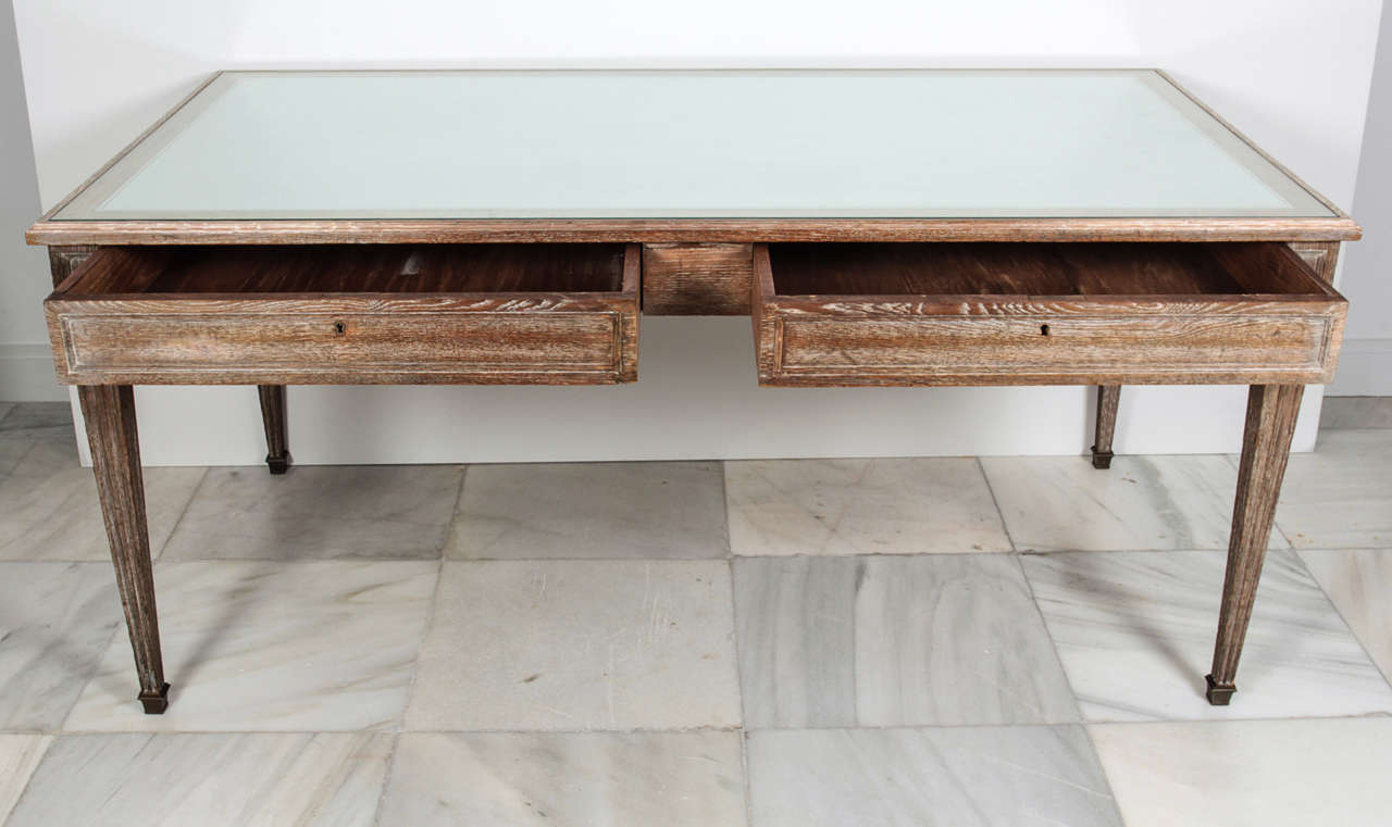 Limed Oak Desk by Maison Jansen For Sale at 1stDibs