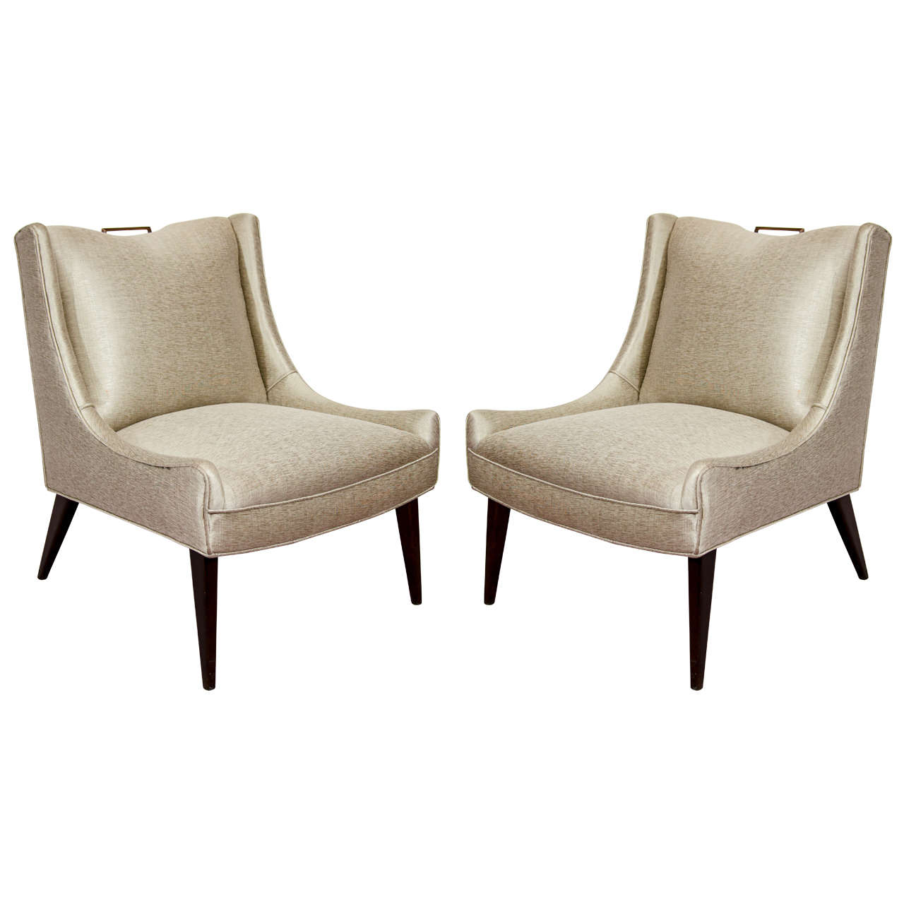 Pair of Mid Century Slipper Chairs with Ebonized Legs at 1stdibs