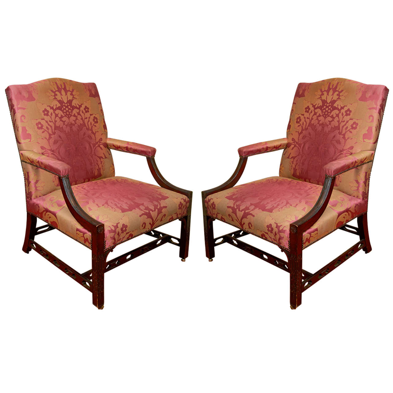 Pair of 18th Century Upholstered Gainsborough Armchairs at 1stDibs