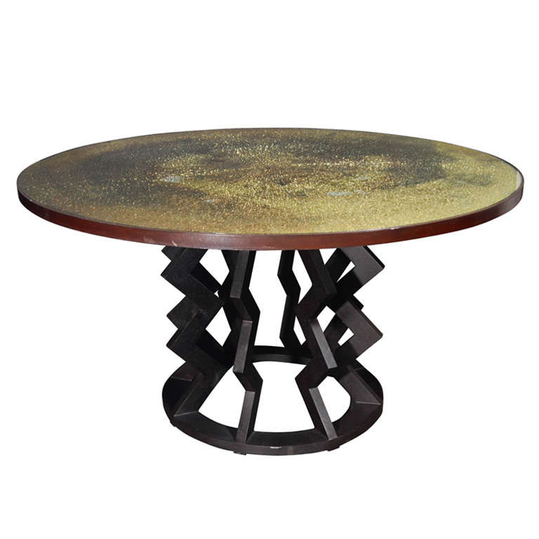 Spectacular Sculpted Bronze Shattered Glass Dining Table at 1stdibs