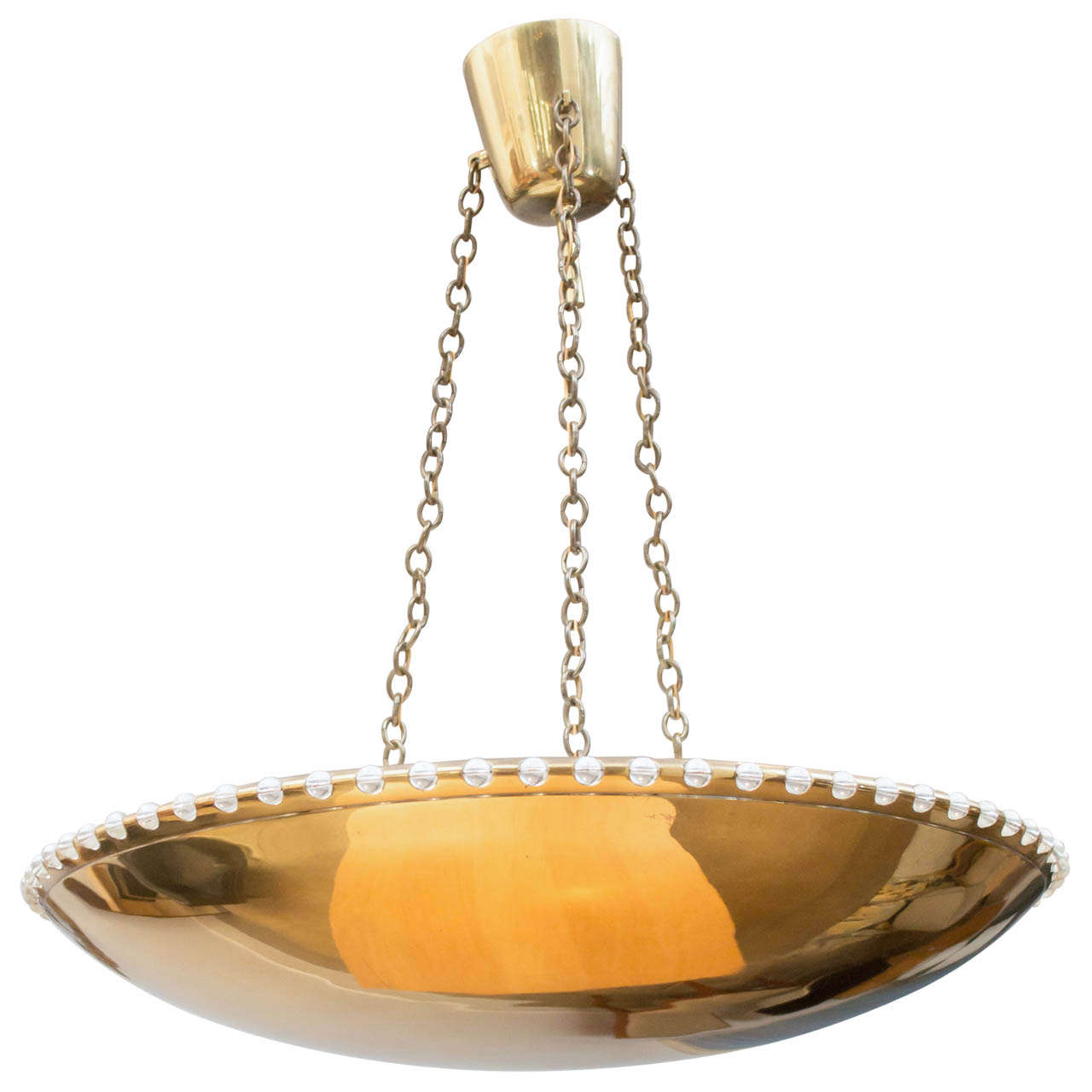 Brass Bowl Chandelier For Sale at 1stDibs