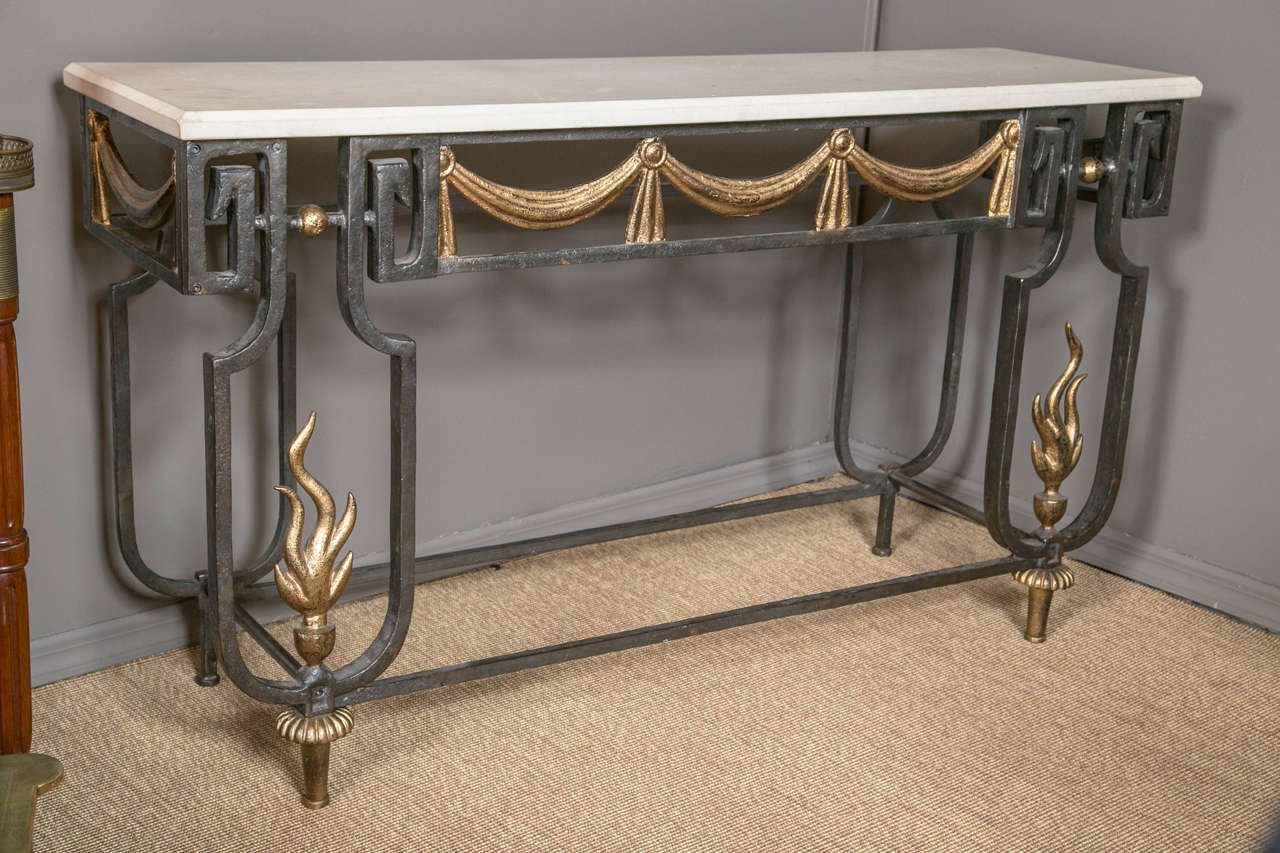 French Iron and Gilt Console Table at 1stDibs