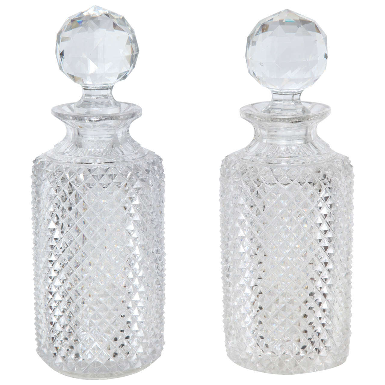 Cut Crystal Decanters with Faceted Stoppers at 1stDibs