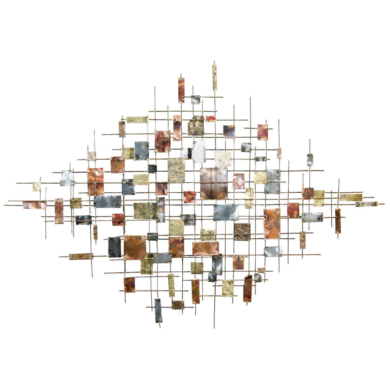 Mixed Metal Geometric Wall Sculpture at 1stDibs geometric wall sculptures