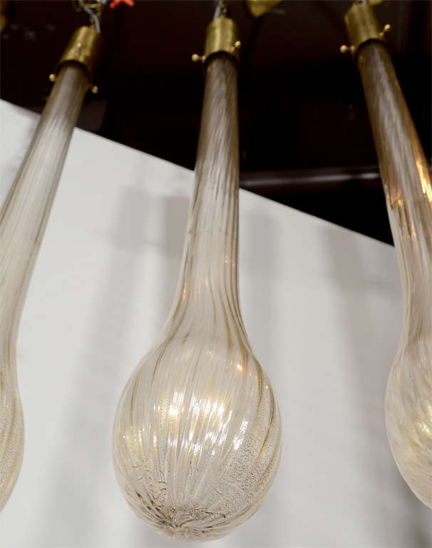 Set of Five Exceptional Murano Glass Drop Pendants Lights at 1stdibs