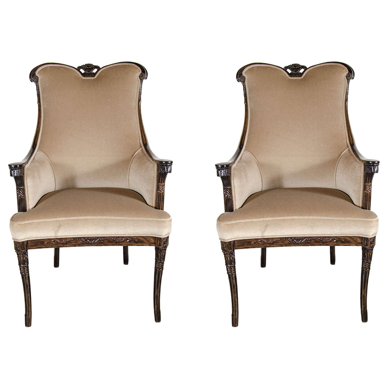 Pair of 1940s Hollywood Style Occasional Chairs by Grosfeld House at