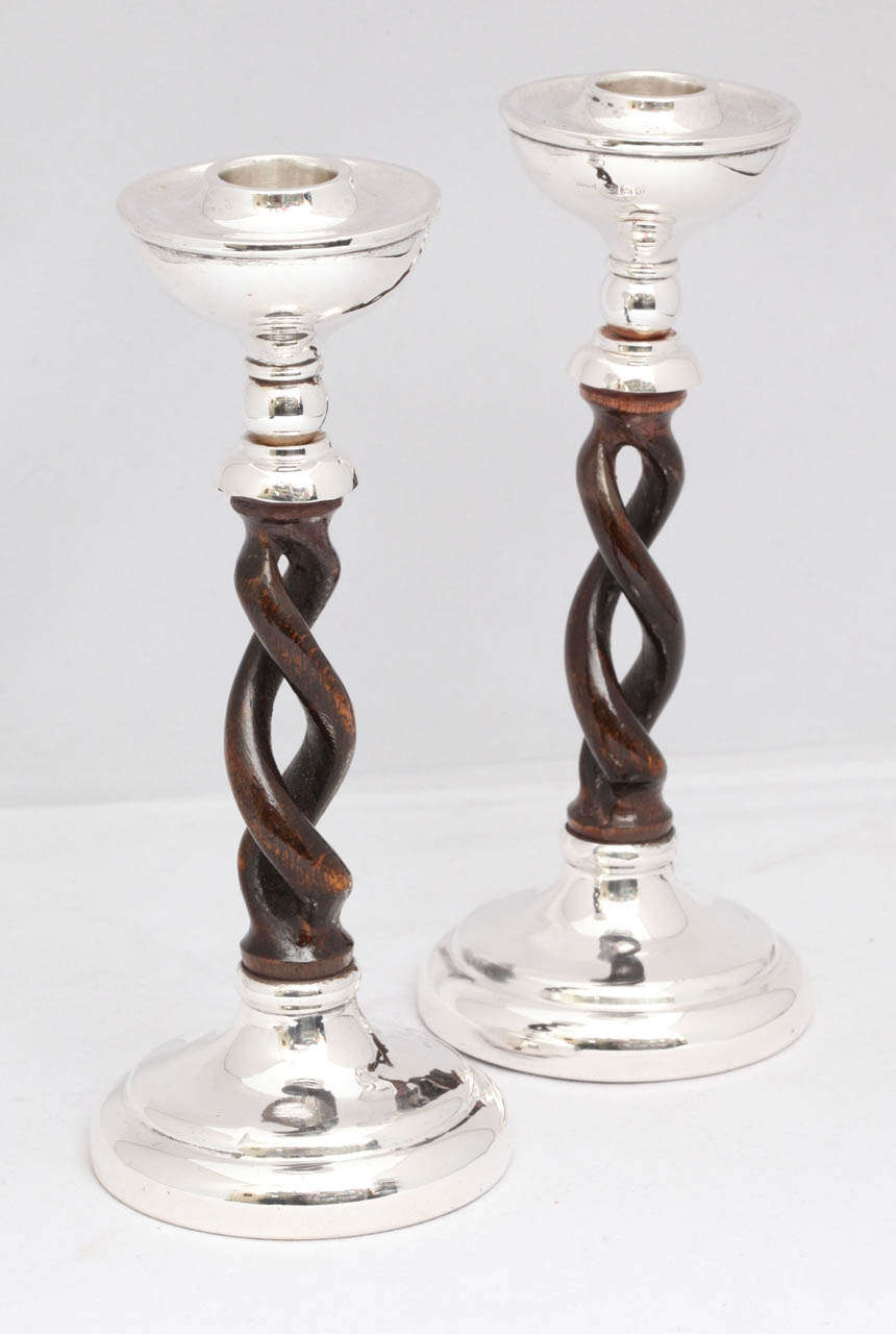JacobeanStyle Sterling SilverMounted Open Wood Barley Twist