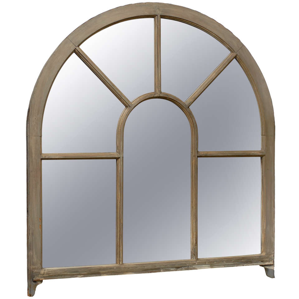 French Window Frame Palladium Painted Wood Mirror at 1stDibs