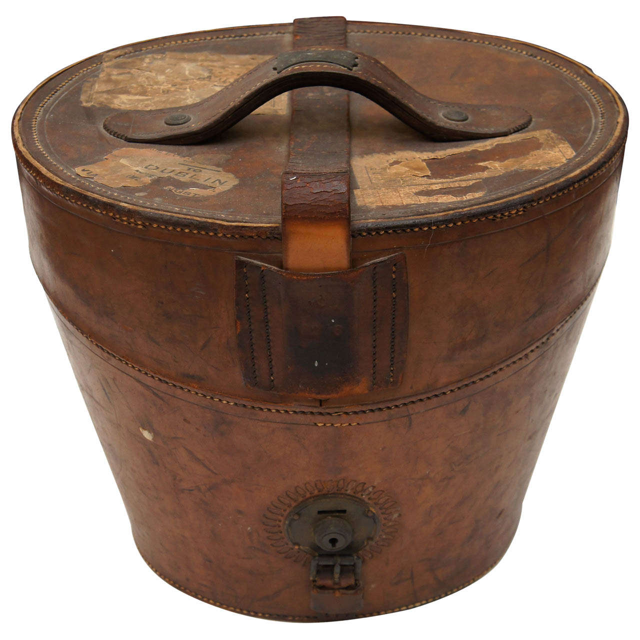 Antique Leather Hat Box at 1stdibs