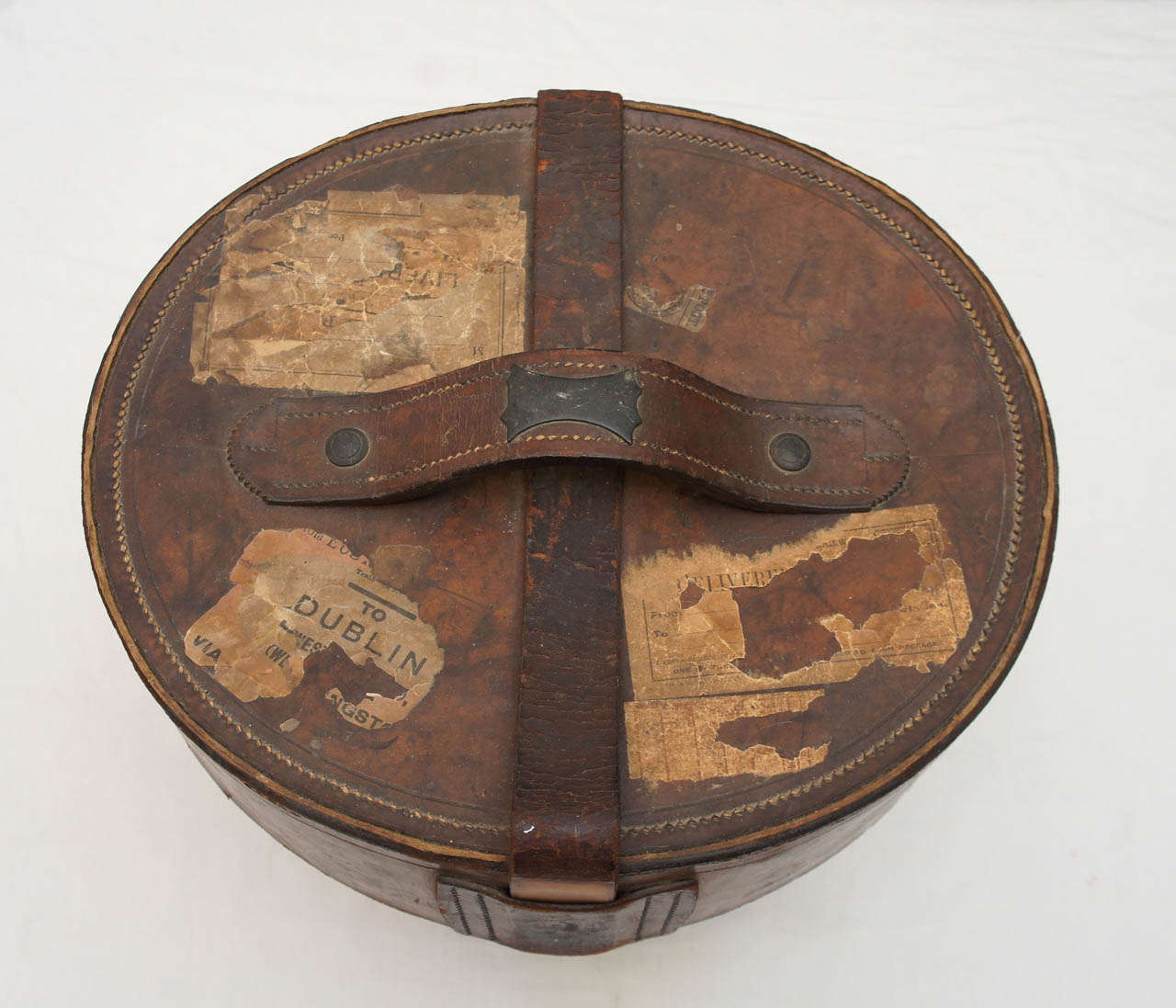 Antique Leather Hat Box at 1stdibs