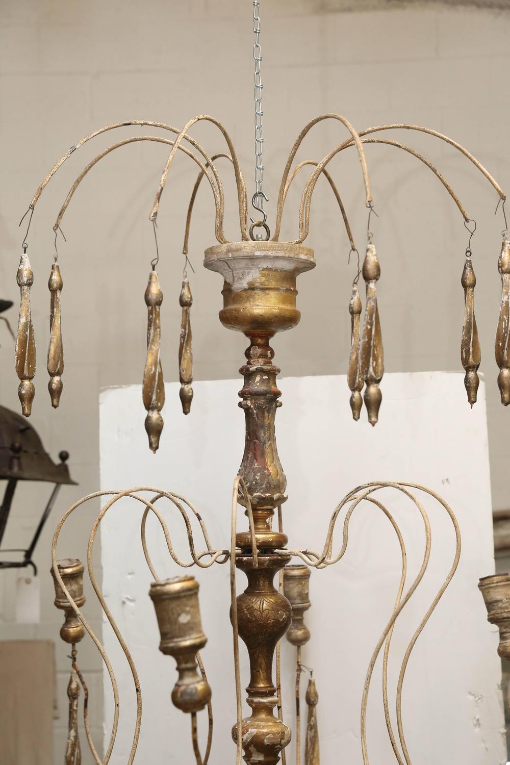 Italian Spider Chandelier Made with Antique Parts For Sale at 1stdibs
