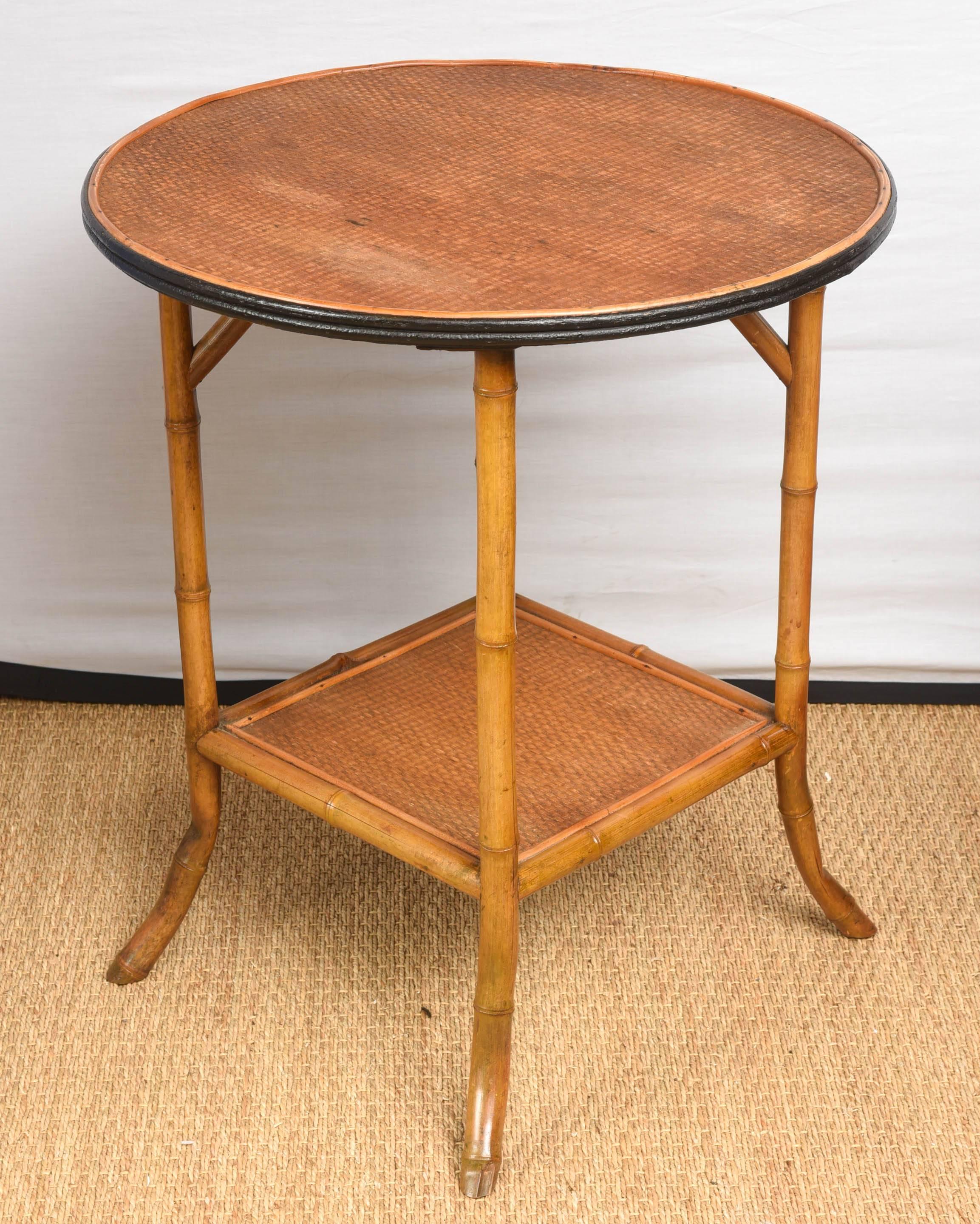 Bamboo and Rattan Round Side Table at 1stDibs