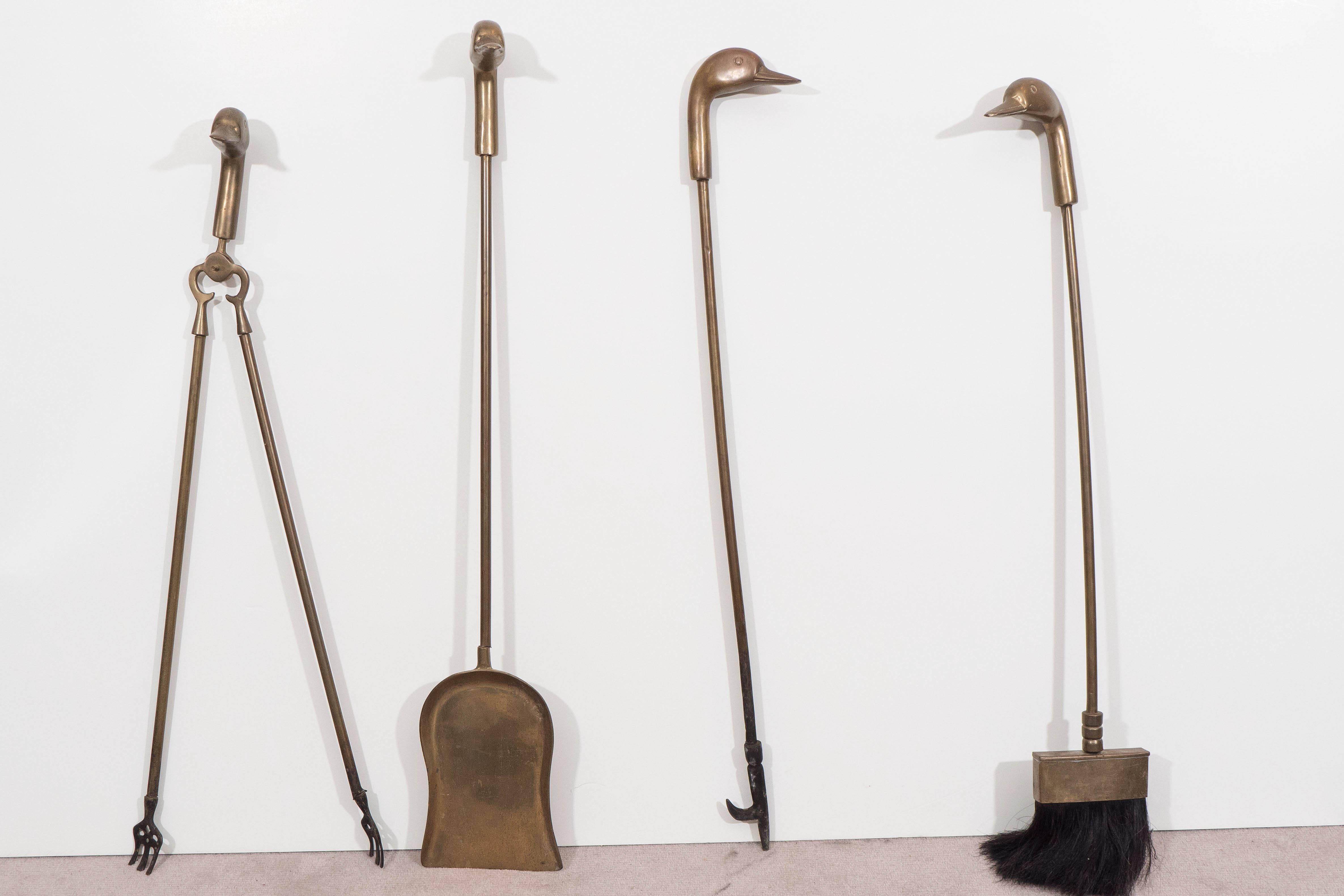 Set of 1950s Fireplace Tools with Duck Head Handles at 1stDibs duck
