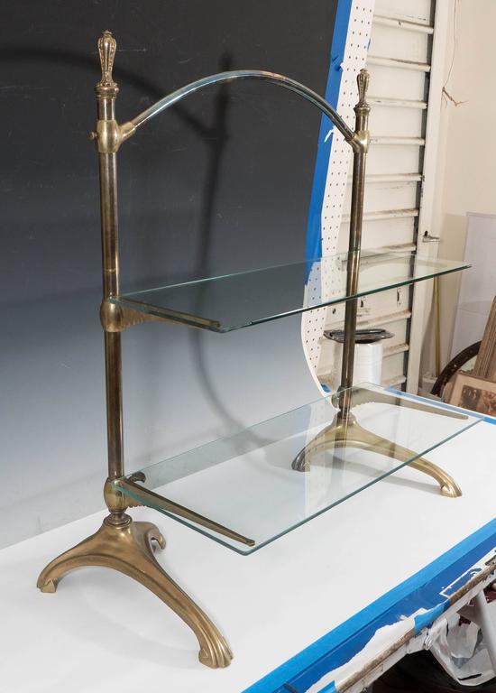 French Art Deco Brass and Glass TwoTier Display Shelf at 1stDibs