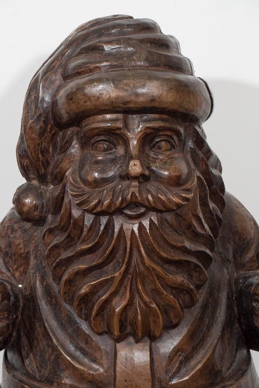 Early 20th Century Carved Santa Claus Figure in Solid Wood at 1stDibs