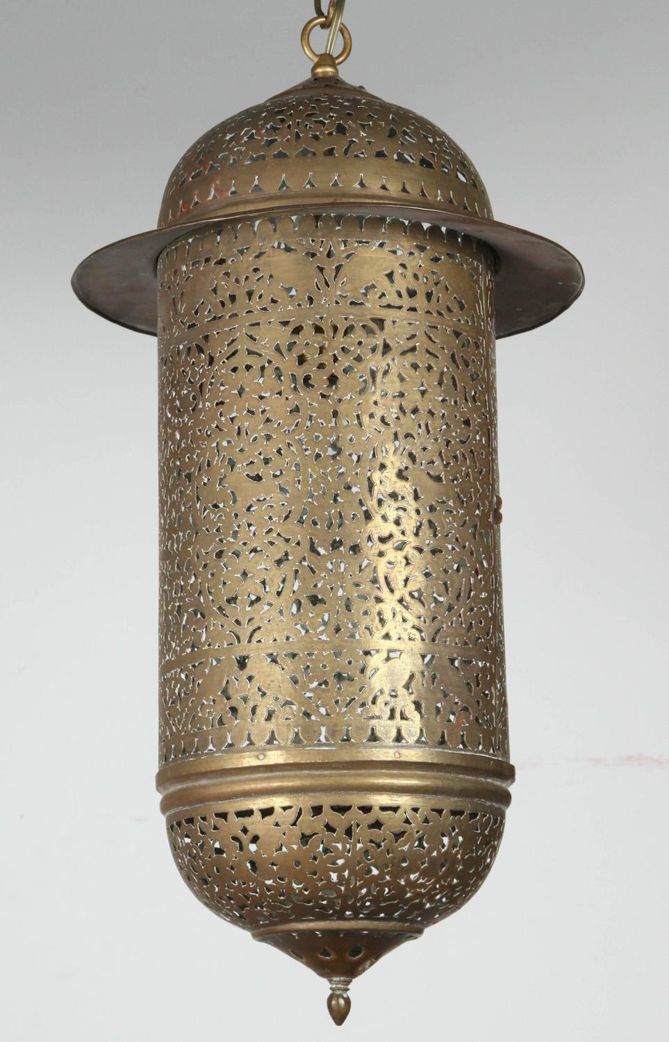 Vintage Moroccan Brass Filigree Pendant Light Fixture at 1stdibs