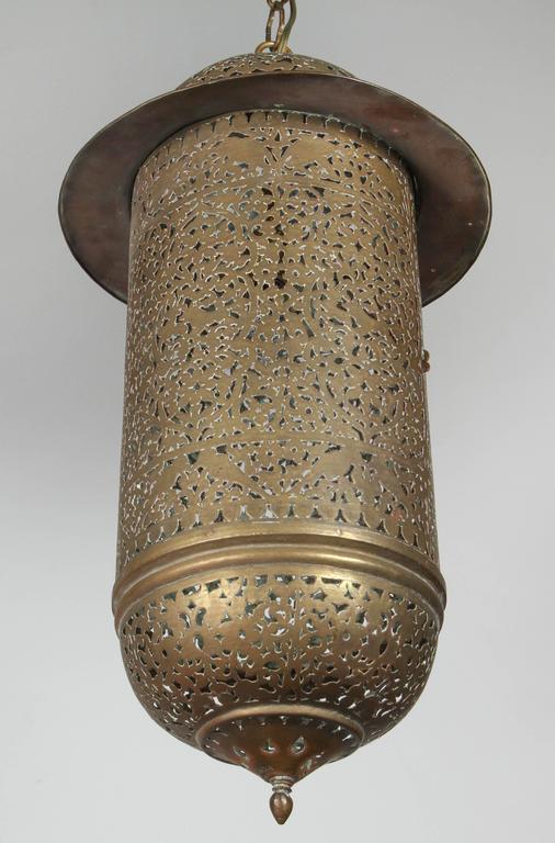 Vintage Moroccan Brass Filigree Pendant Light Fixture at 1stDibs
