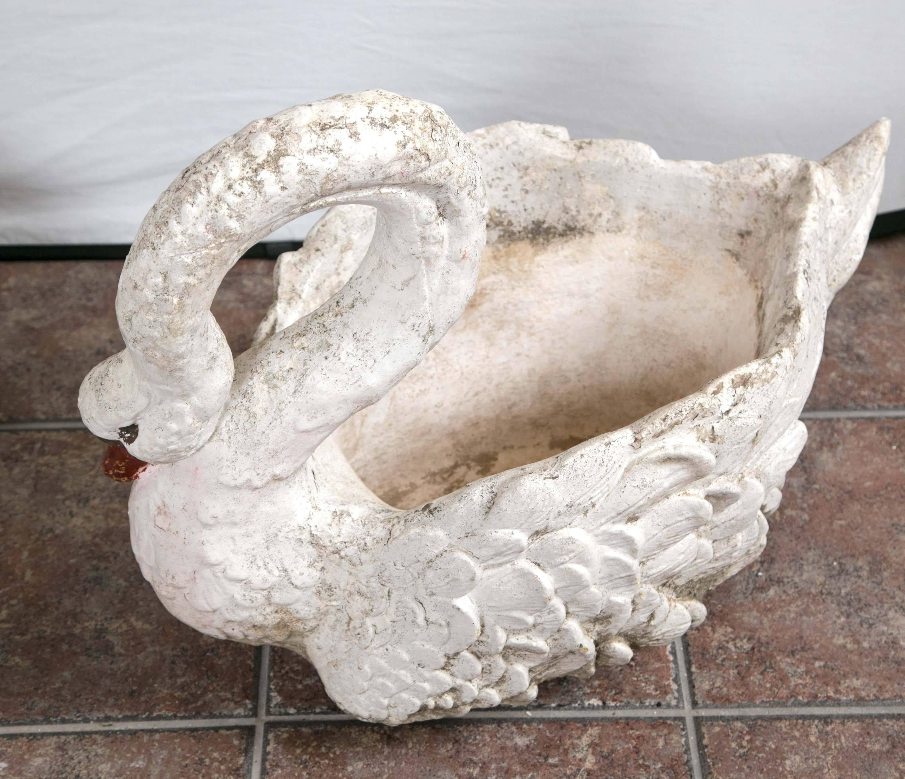 Pair of Large Garden Swan Planters at 1stDibs large outdoor swan