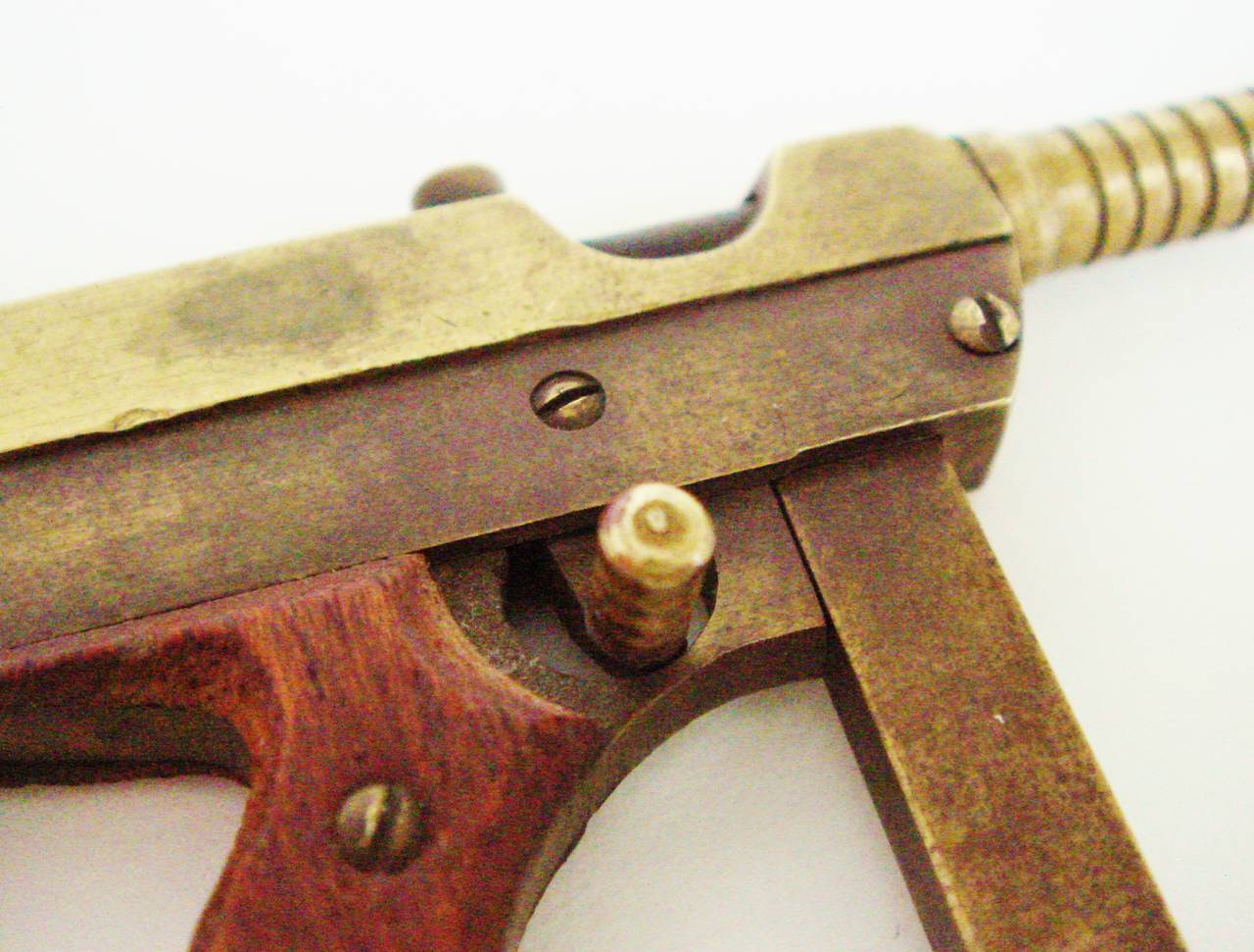 Exquisite Trench Art Miniature Brass and Wood Thomson M1928A Sub Machine Gun For Sale at 1stdibs