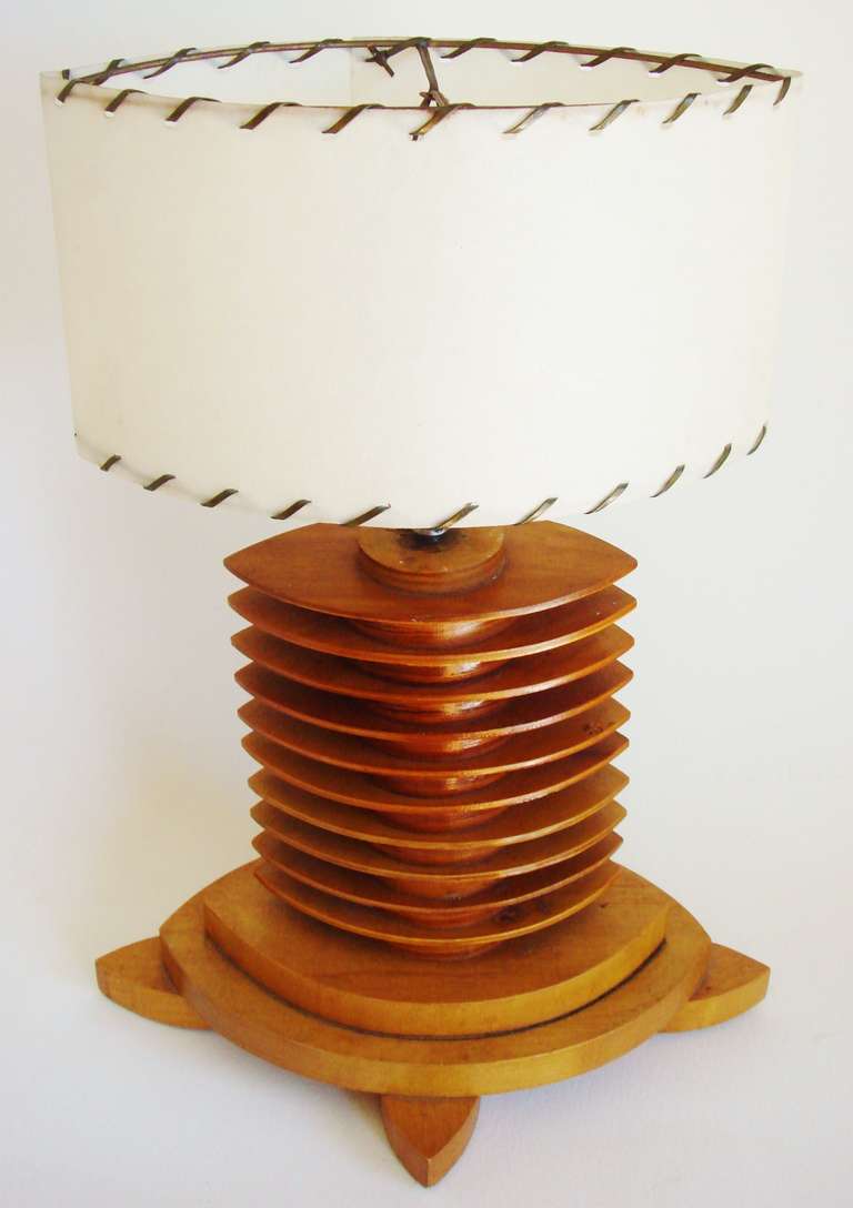 Canadian Art Deco/Machine Age Craftsman Made Wooden Lamp at 1stdibs Canadian Art Deco/Machine Age Craftsman Made Wooden Lamp at 1stdibs