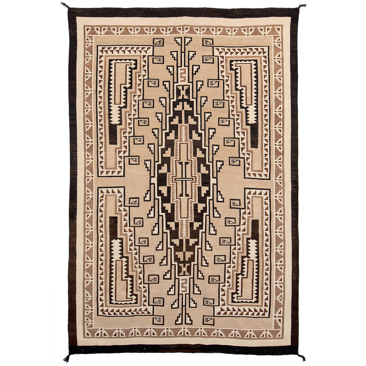 Vintage Two Gray Hills Rug by Cora Curley, Navajo mid 20th Century at