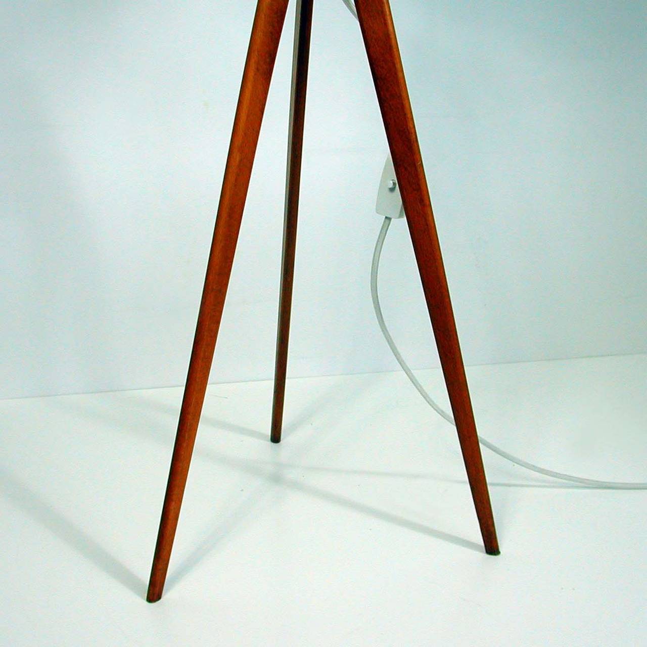 Danish Tripod Teak Floor Lamp with Vita EOS Goose Feathers Shade, 1960s