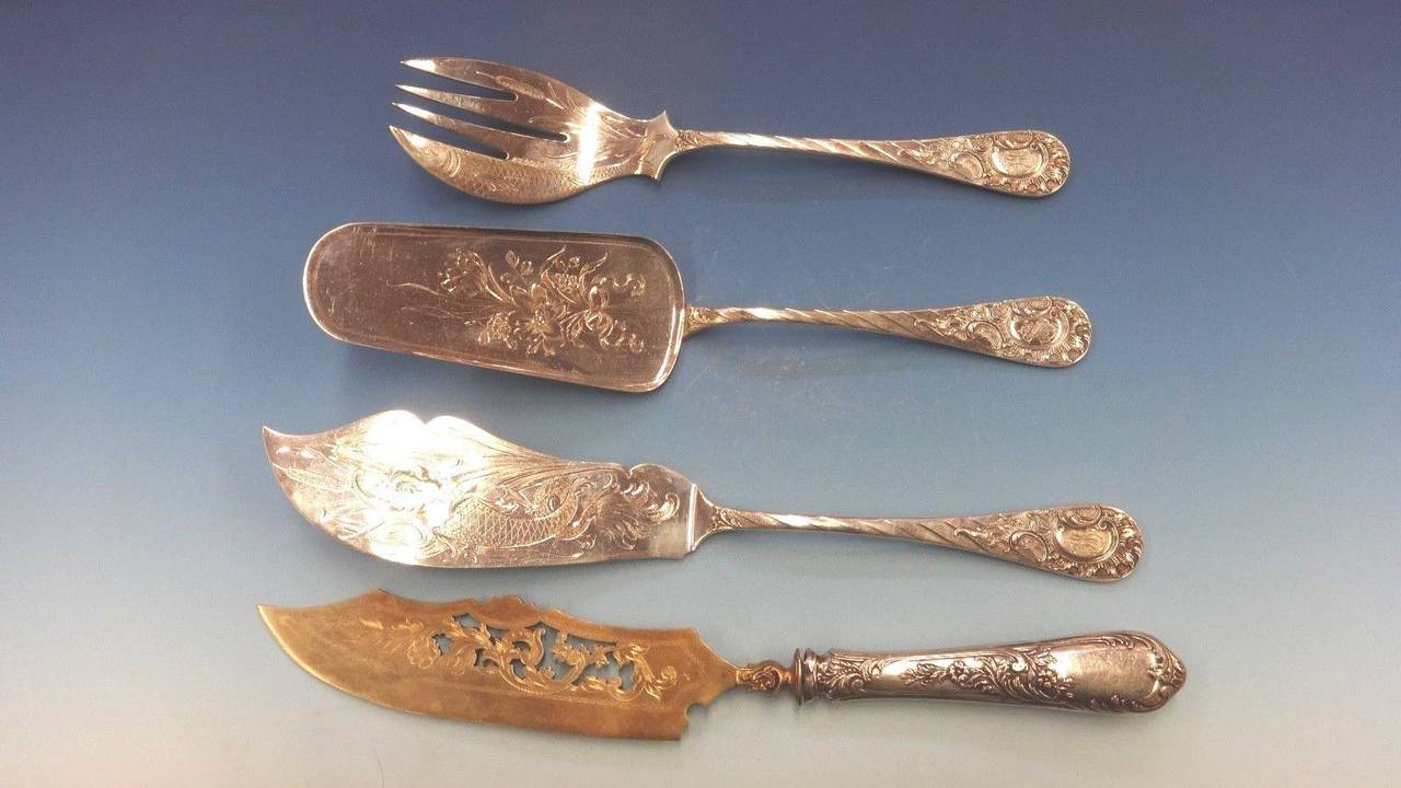 German circa 1890 Fitted Box 800 Silver Flatware Set Service of 166