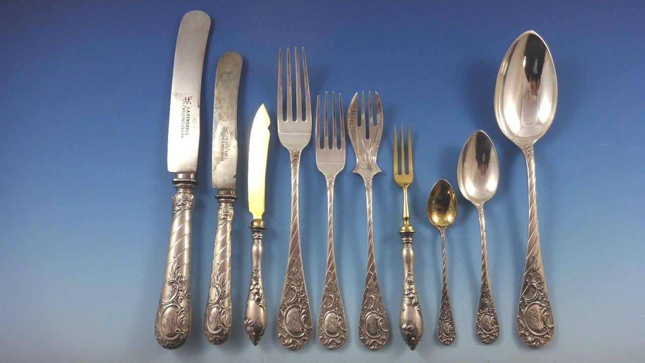German circa 1890 Fitted Box 800 Silver Flatware Set Service of 166