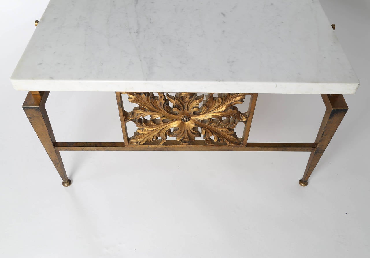 Solid Bronze, Gold Leaf and Marble Cocktail Table by Arturo Pani at 1stDibs