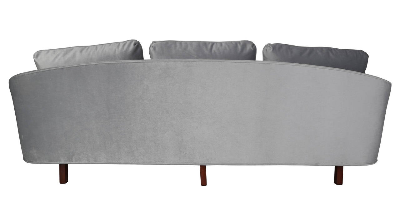 1950s Edward Wormley for Dunbar CurvedBack Sofa on Floating Mahogany Base at 1stDibs curved