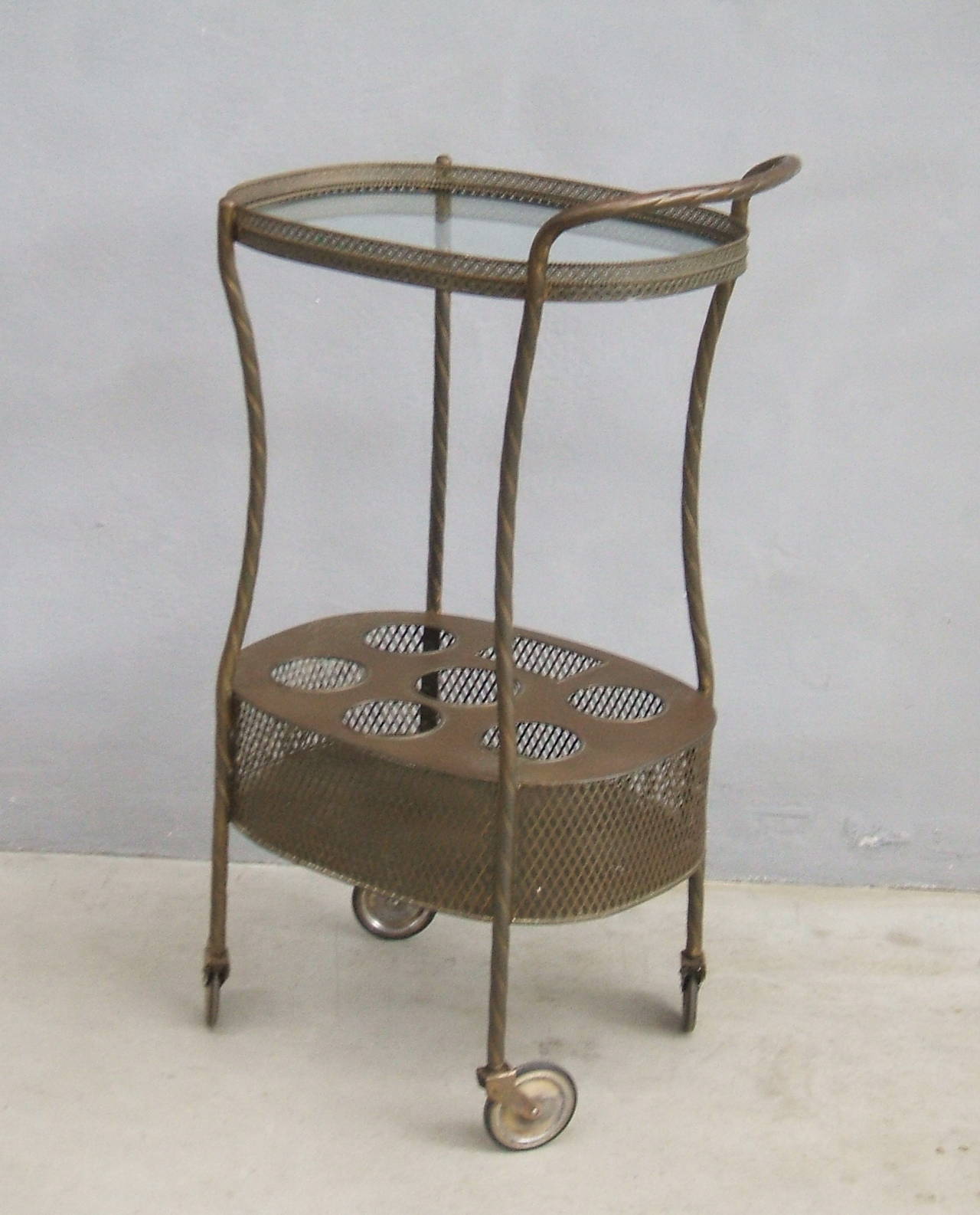 French Art Deco Brass Bar Cart at 1stDibs