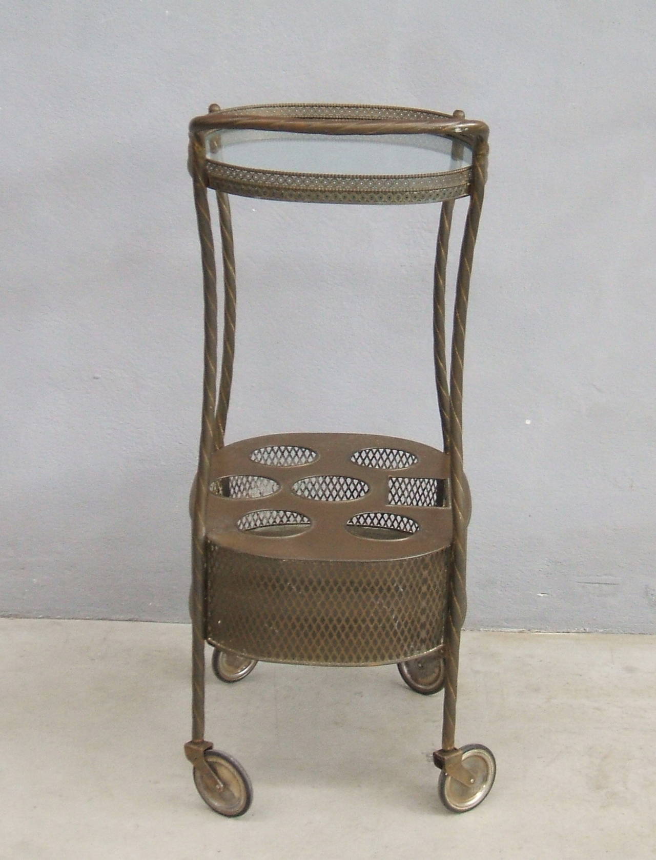 French Art Deco Brass Bar Cart at 1stDibs