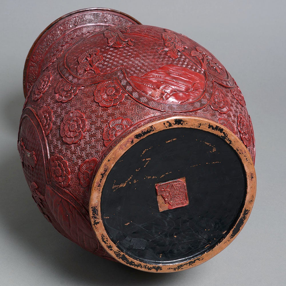 19th Century Cinnabar Lacquer Vase at 1stDibs