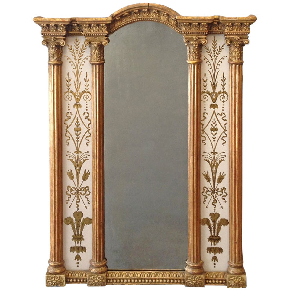 Early 19th Century Regency Period Eglomisé Border Glass Mirror at 1stDibs