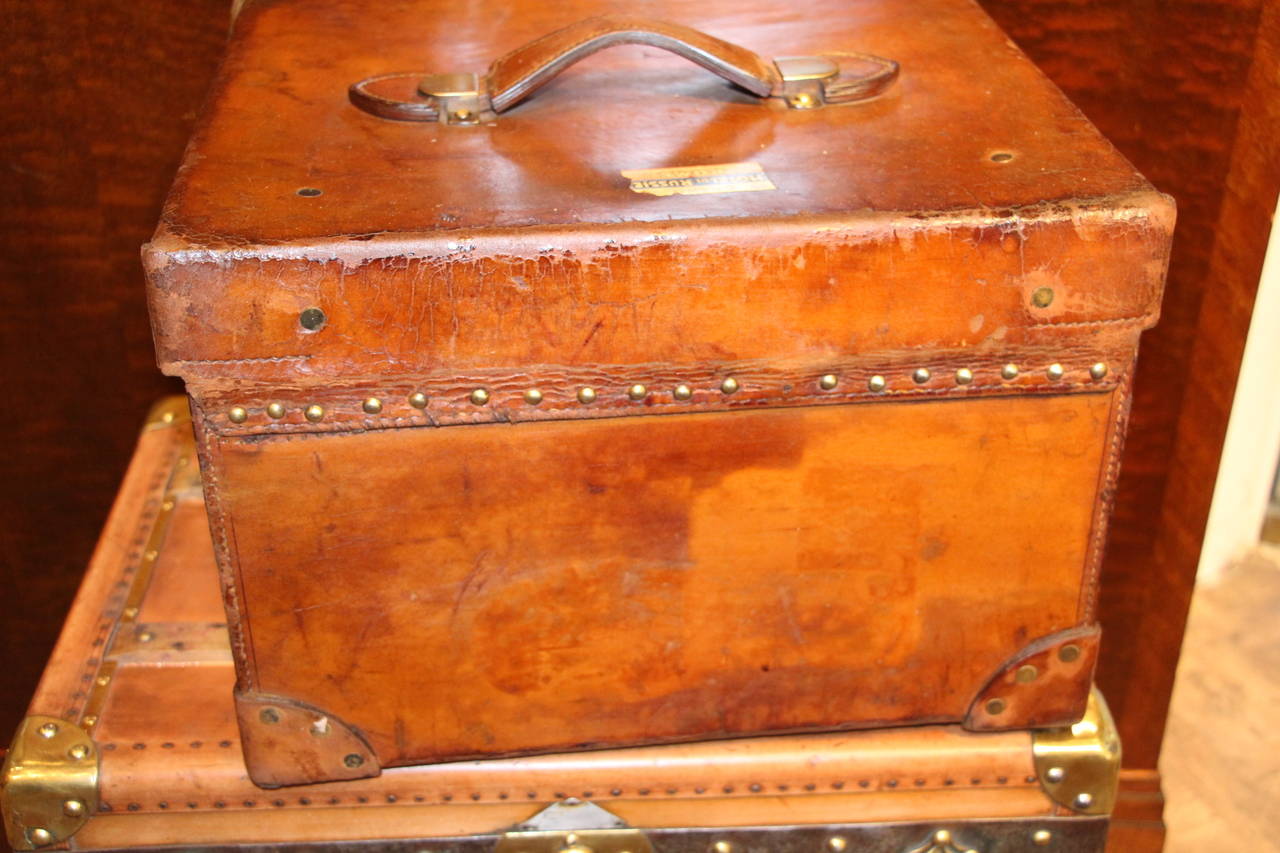 1920s Leather Hat Box For Sale at 1stdibs