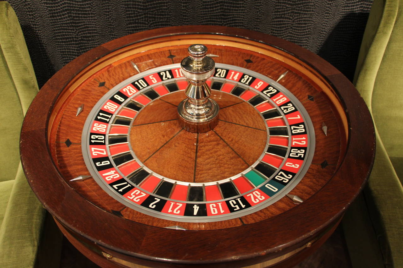 Mahogany and Amboina Casino Roulette Wheel by John Huxley at 1stDibs