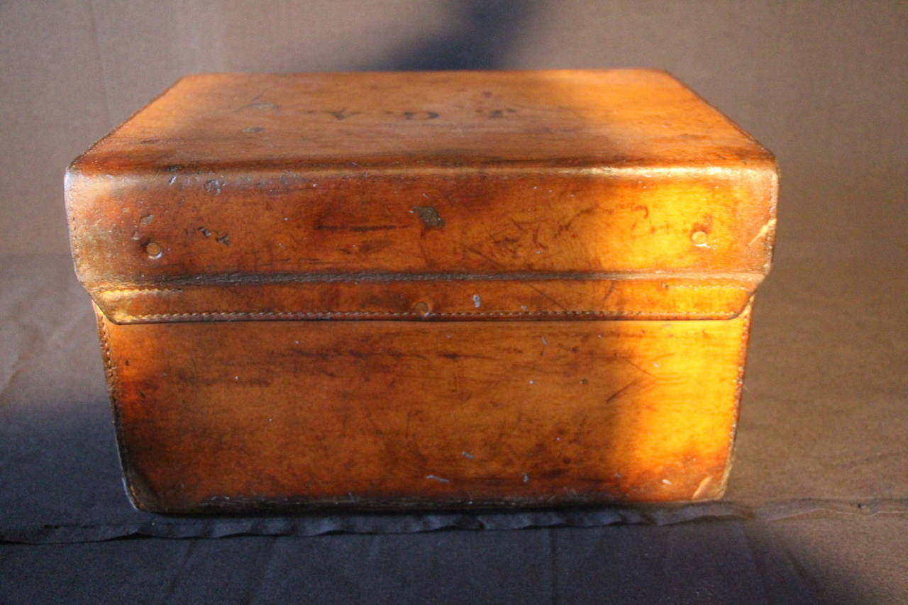 1930s Leather Hat Box at 1stdibs