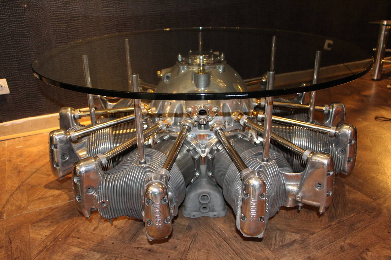 1930s Seven-Cylinder Jacobs Aircraft Engine Coffee Table at 1stDibs