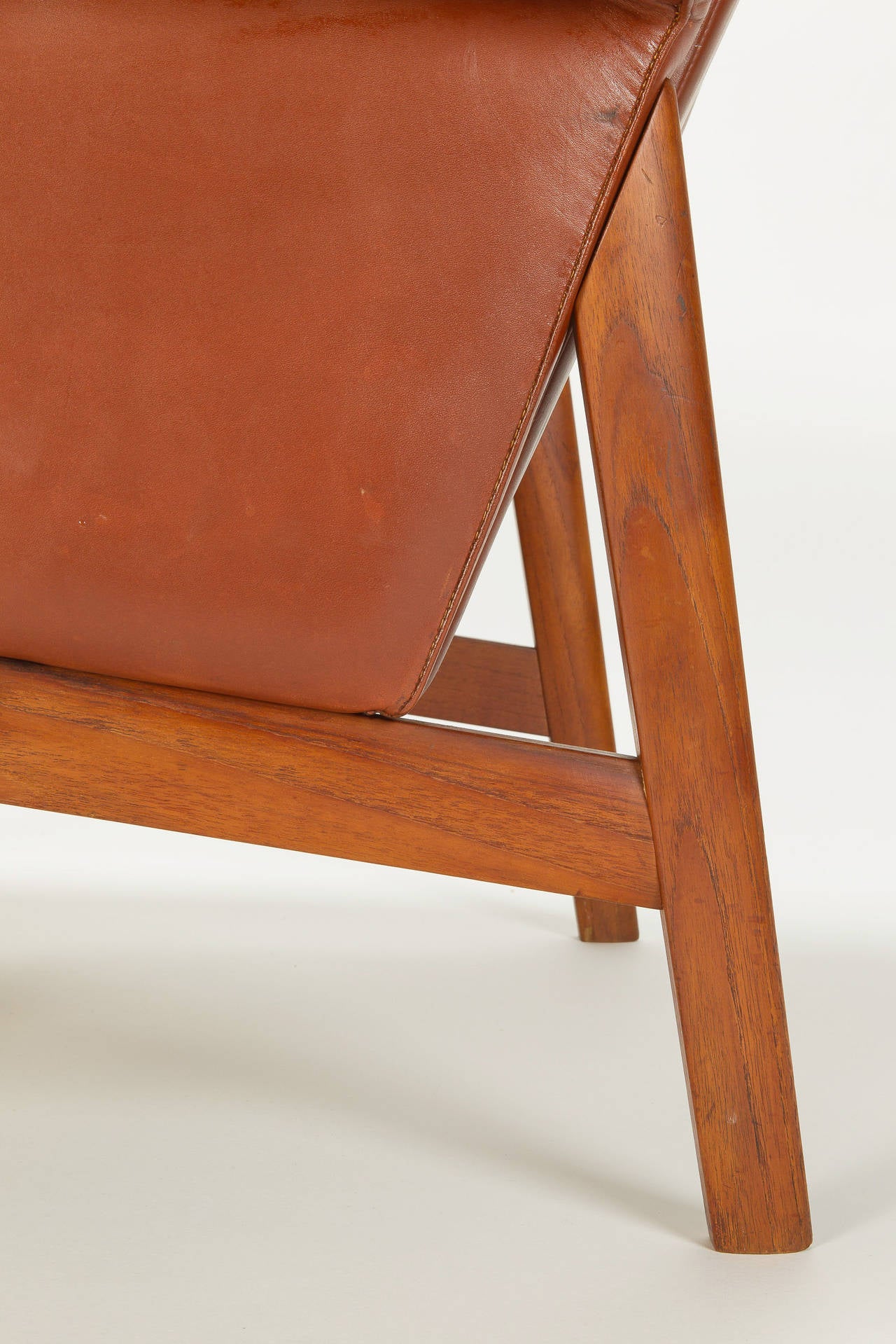 Jupiter High Back Chair Leather Teak by Finn Juhl, 1960s at 1stDibs