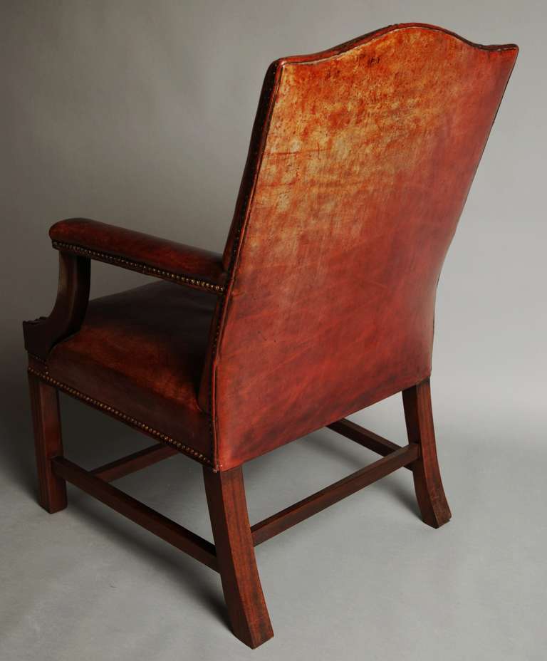 Mid 20th Century Worn Leather Gainsborough Chair at 1stDibs
