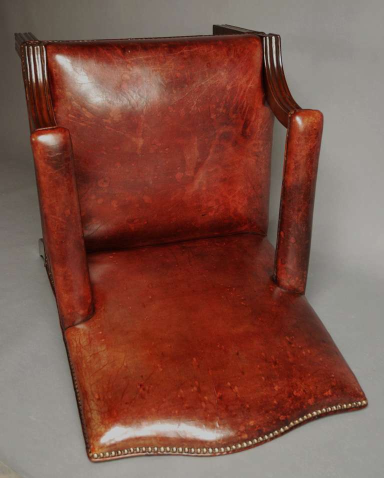 Mid 20th Century Worn Leather Gainsborough Chair at 1stDibs