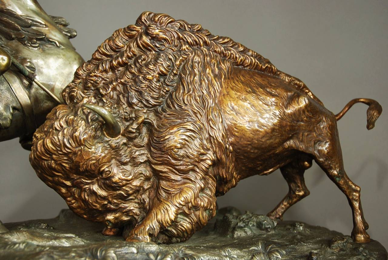 Large Bronze Figure of 'The Buffalo Hunt' For Sale at 1stDibs