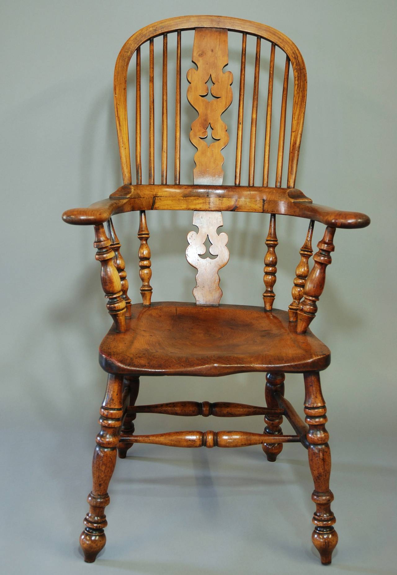 BroadArmed Fruitwood High Back Windsor Chair at 1stDibs